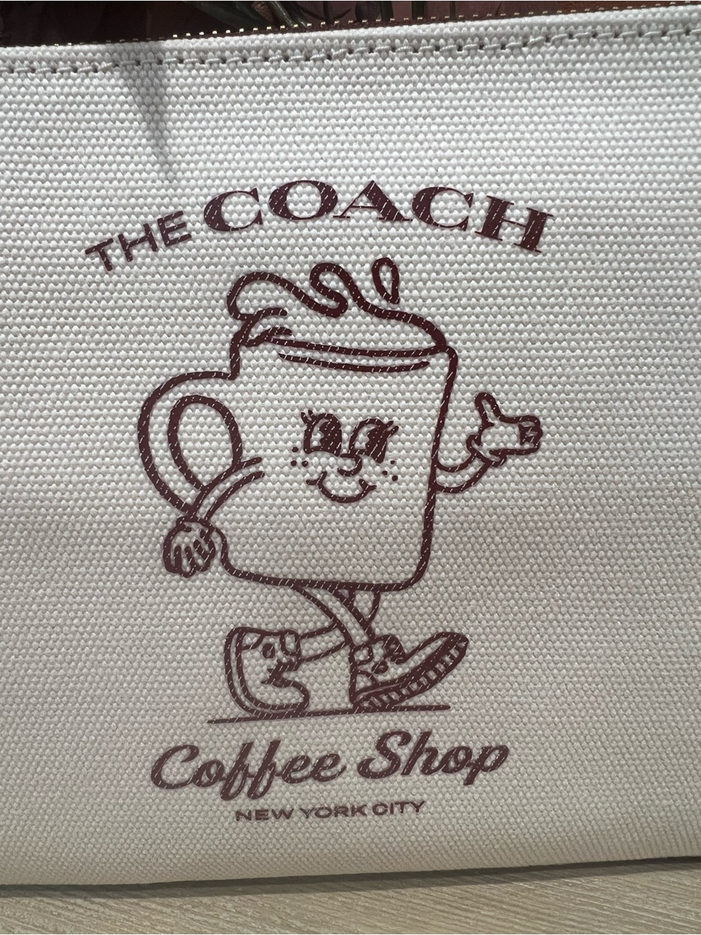 NWT The Coach Coffee Shop Lil Miss Jo Canvas Pouch / Clutch - Picture 4 of 8